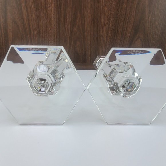 Vintage Val St. Lambert Crystal Gardenia 9" Candlesticks - Picture 8 of 11